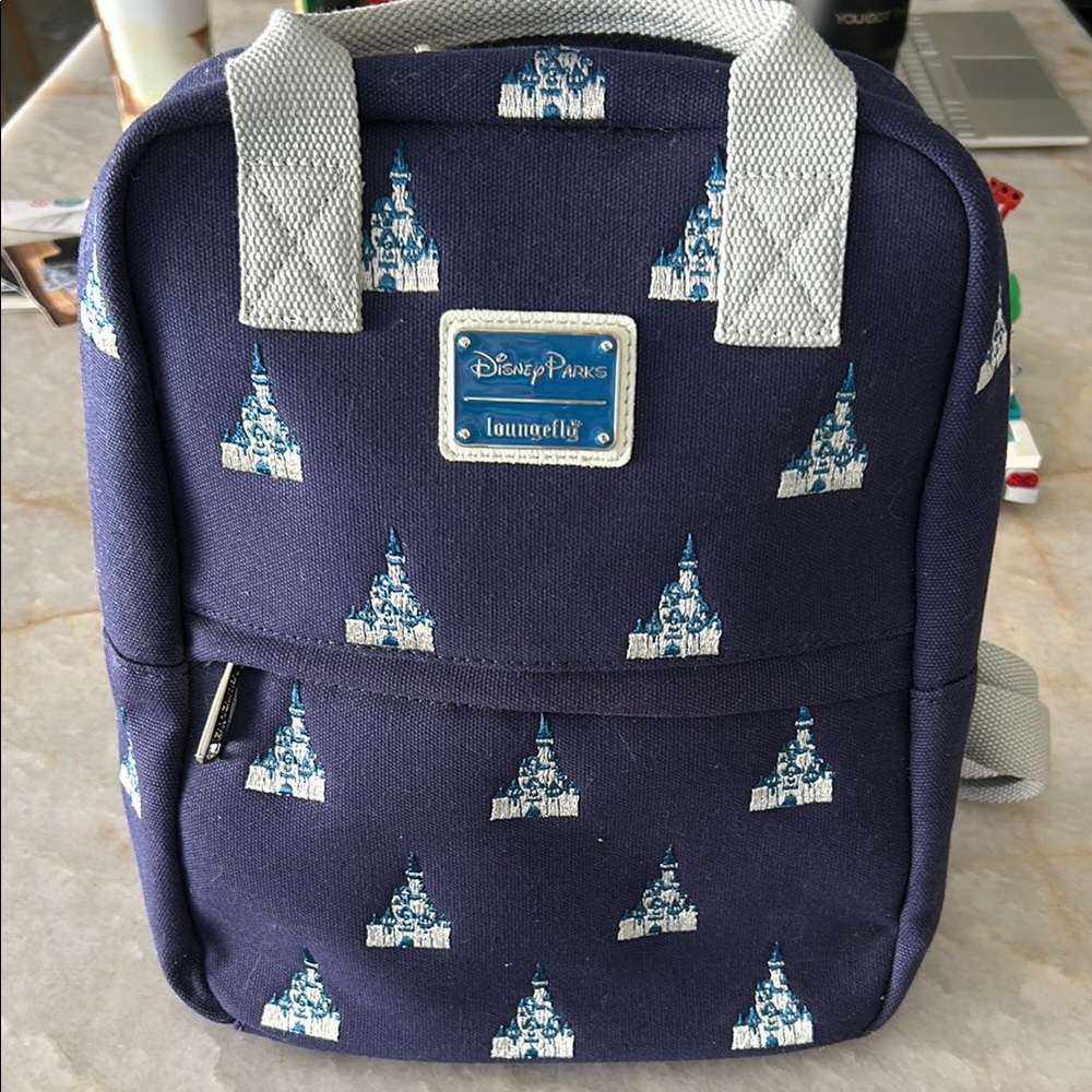 RARE Loungefly Disney Parks Navy Backpack with Castle Design